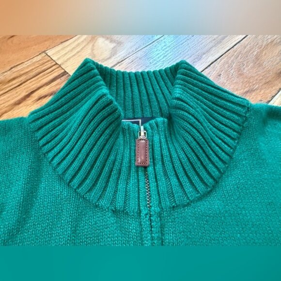 Polo Ralph Lauren Sweater Men’s Sz 4XB Green Orange Pony 1/4 Zip Knit Chunky VTG - Picture 3 of 11